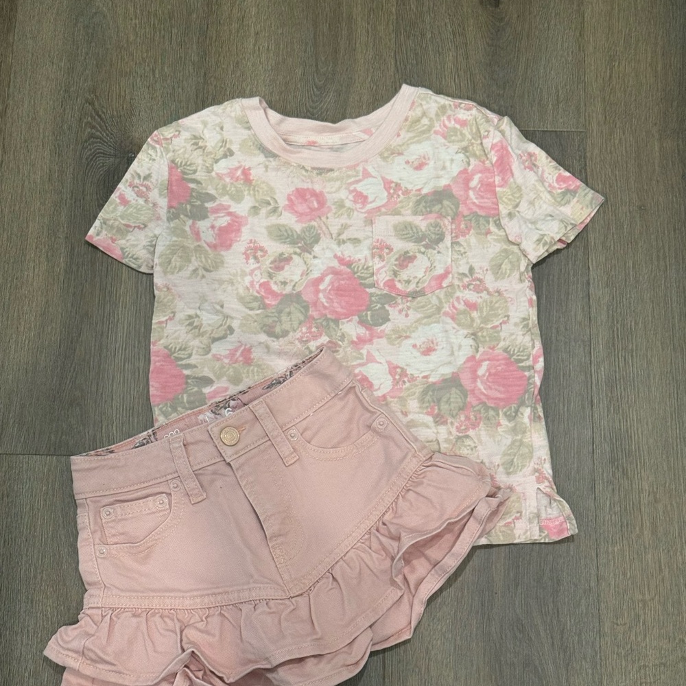 🌸 Gap x Love Shack Fancy Girls Set – Tulip Skirt & Floral Tee 🌸